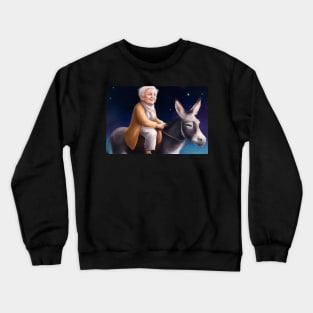 In Memory of my Mom Riding her Donkey Crewneck Sweatshirt